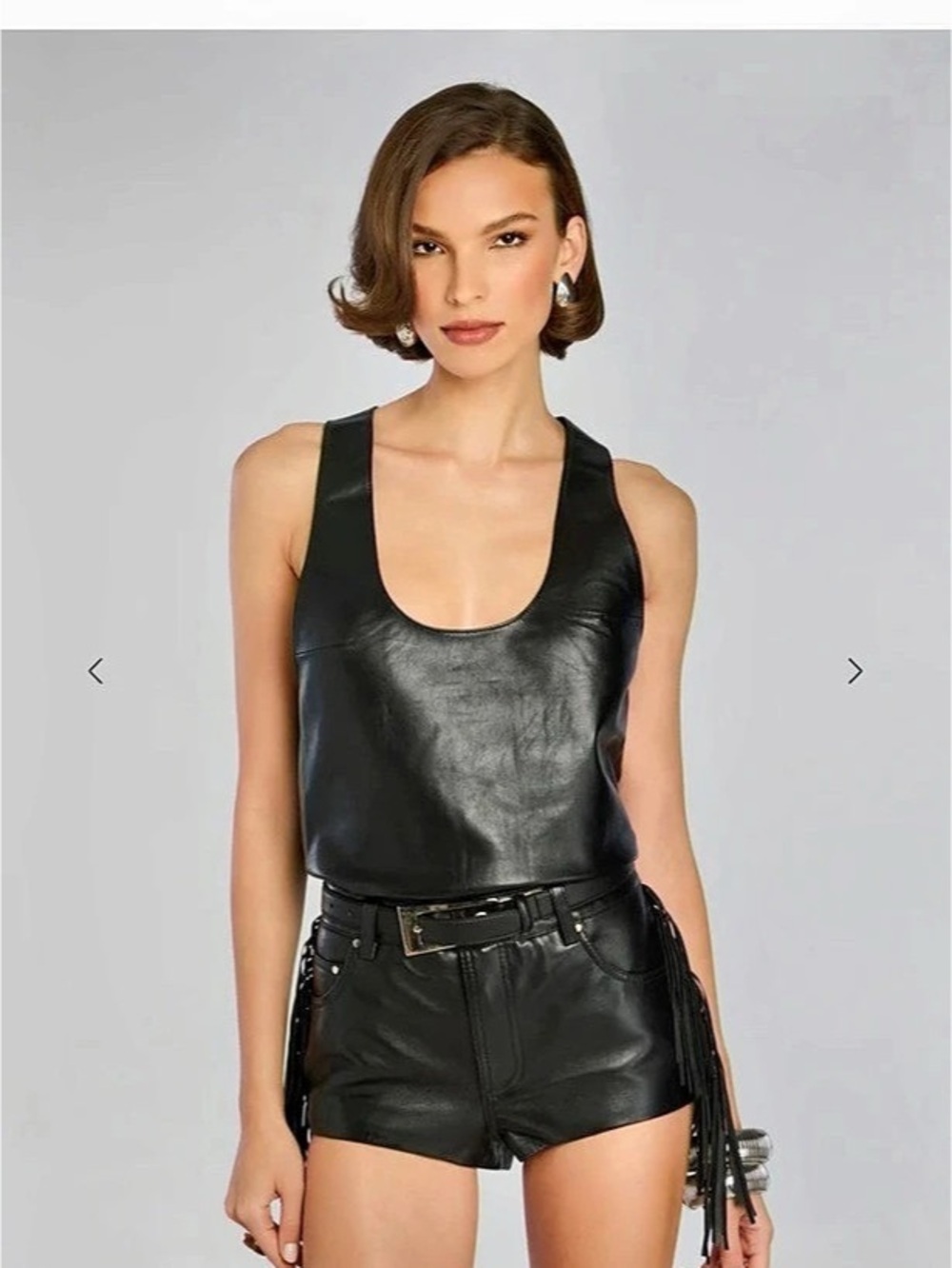 Retrofete Elizabeth Leather Tank Top Black